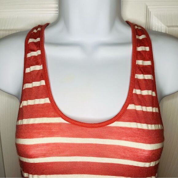 Ann Taylor Loft Lou & Grey Stripe Criss Cross Back Tank Top Coral Orange XS - Picture 4 of 8